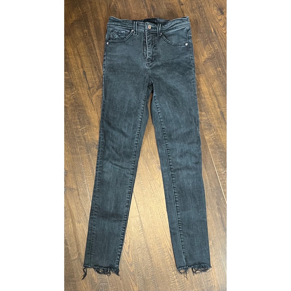 Buckle Black Sculpted High Rise Ankle Skinny Jeans Faded Black Raw Hem Size 27